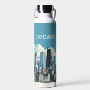 Chicago Blue Skyline Trinkflasche