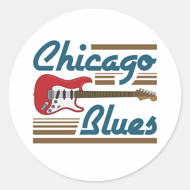 Chicago Blues Music Musician Guitar Runder Aufkleber (Vorderseite)
