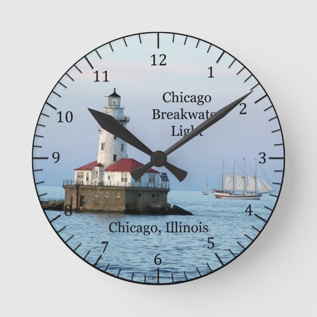 Chicago Breakwater Light et horloge du bateau (Recto)