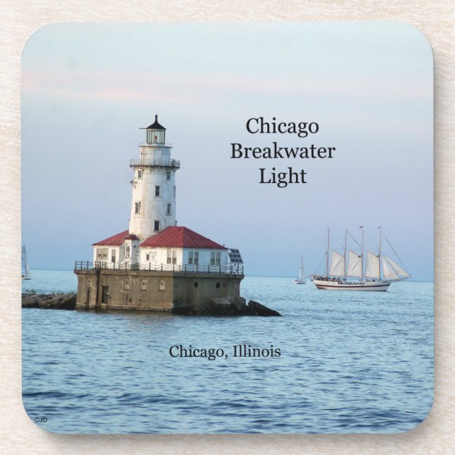 Chicago Breakwater Light & Windy II 6 Untersetzer (Vorderseite)