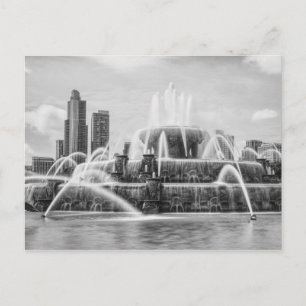 Chicago Buckingham Grayscale Postcard Postkarte