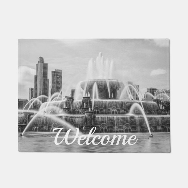 Chicago Buckingham Grayscale Welcome Doormat Fußmatte (Vorderseite)