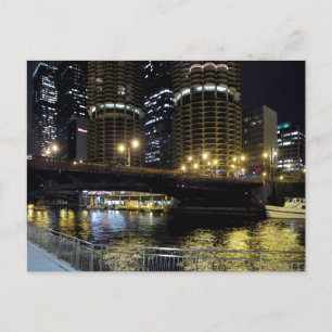 Chicago by Night - Am Fluss Postkarte