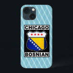 Chicago Case-Mate iPhone Hülle<br><div class="desc">Klassisches Design-Schild mit dem Text Chicago Bosnian und den Flaggen der Stadt Chciago und Bosnien und Herzegowina</div>