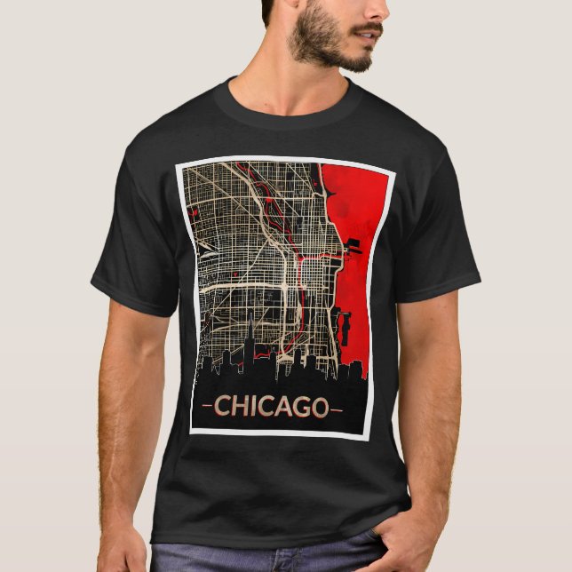 Chicago City Edition Karte T-Shirt (Vorderseite)