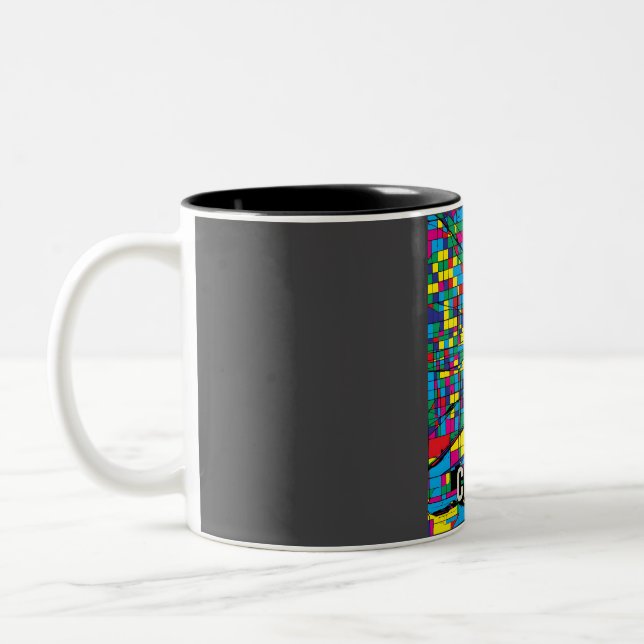 Chicago City Map - Abstrakte Kunstdruckerei Zweifarbige Tasse (Links)