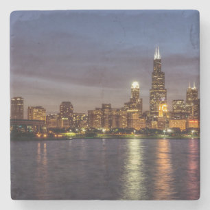 Chicago City Night New Steinuntersetzer
