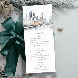 Chicago City Scape Wedding Menu Card Einladung