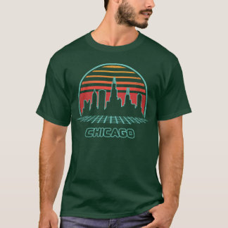 Chicago City Skyline 80er Jahre Stil Geschenk T-Shirt