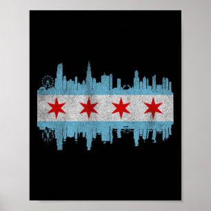 Chicago City Skyline Flagge - Vintage Chicago City Poster