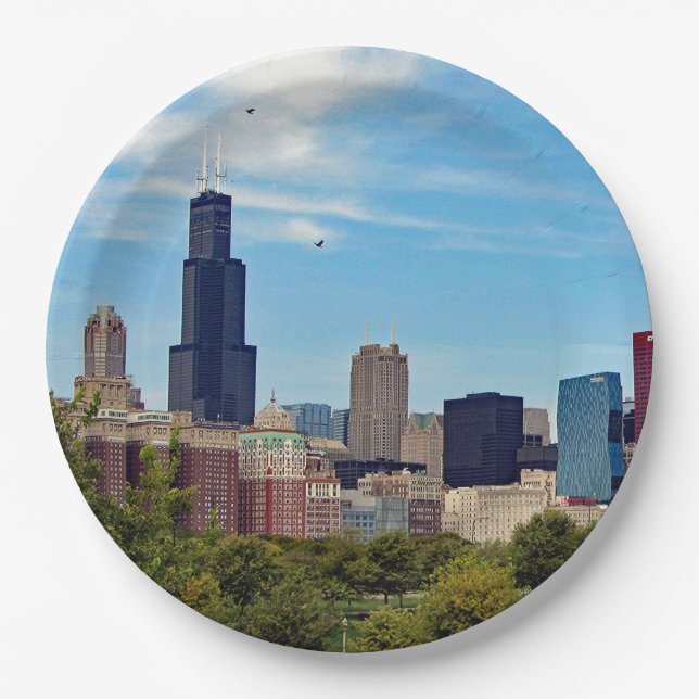 Chicago City Skyline Foto Pappteller (Vorderseite)