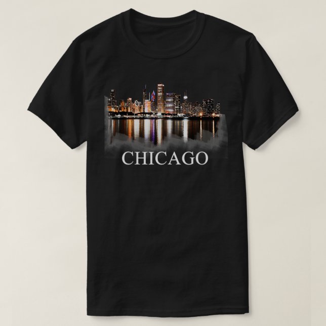Chicago City Skyline Lights - The Night Chicago Il T-Shirt (Design vorne)