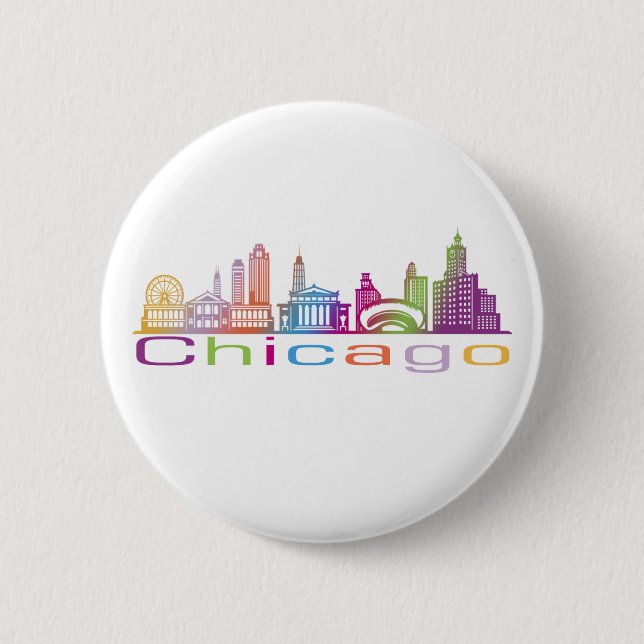 Chicago City Skyline Typografie Hoodie Button (Vorderseite)