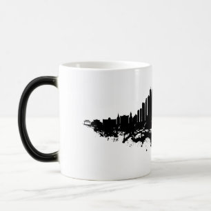 Chicago City Skyline Wasserfarbe Schwarz/Weiß Verwandlungstasse