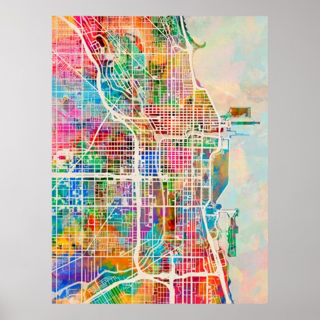 Chicago City Street Map Poster (Vorne)