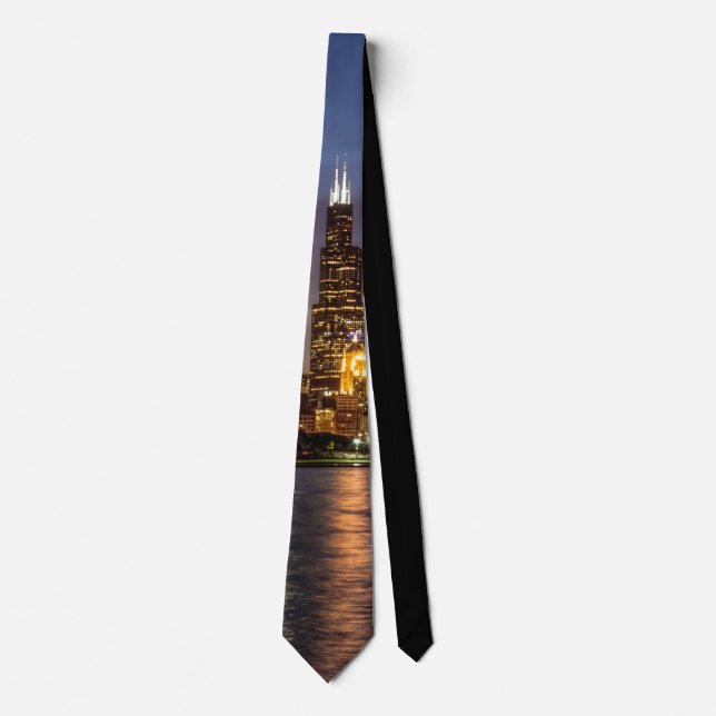 Chicago Cityscape Night Krawatte (Vorderseite)