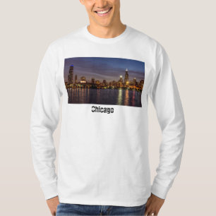 Chicago Cityscape Night Long Sleeve T - Shirts