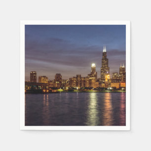 Chicago Cityscape Night Serviette