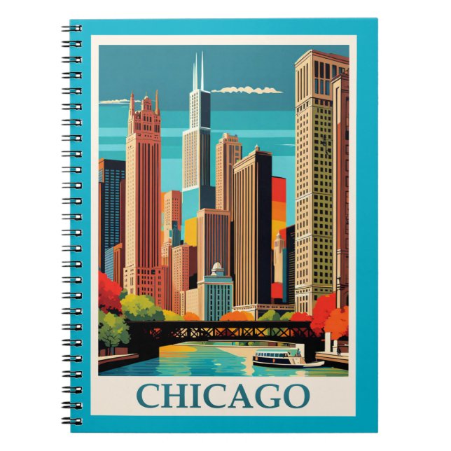 Chicago Colorful Cityscape Notizblock (Vorderseite)