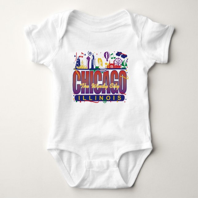 Chicago Confetti Baby Strampler (Vorderseite)