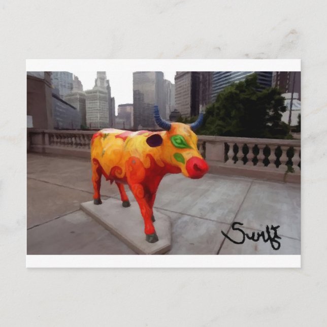 Chicago Cow auf Parade Postkarte (Vorderseite)