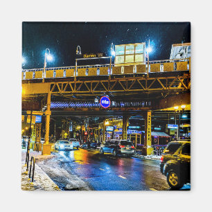 Chicago CTA Blue Line in der Nacht Magnet