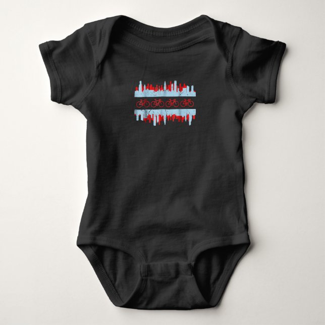 Chicago Cyclist Flag Skyline Cycling Bicycle Gift Baby Strampler (Vorderseite)