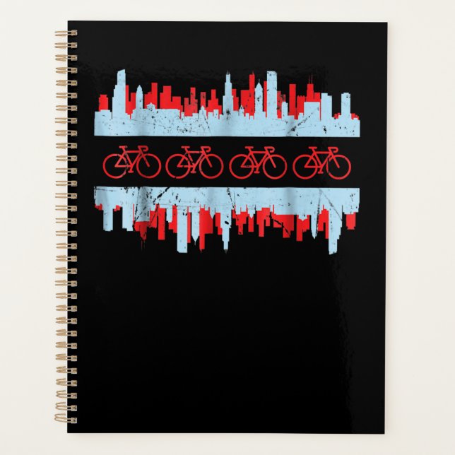 Chicago Cyclist Flag Skyline Cycling Bicycle Gift Planer (Vorderseite)