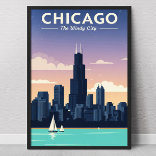 Chicago Die Windige Stadt Vintage Poster