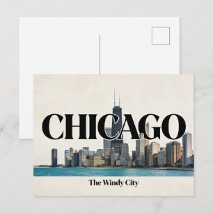 Chicago Die Windige Stadt Vintage Reise Postkarte