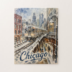 Chicago-El-Zug im Winterschnee