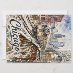 Chicago-El-Zug im Winterschnee Karte