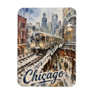Chicago-El-Zug im Winterschnee Magnet