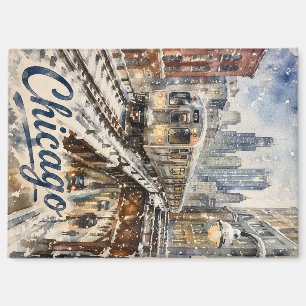 Chicago-El-Zug im Winterschnee Magnet