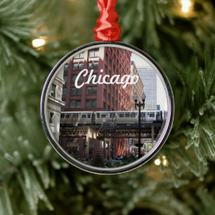 Chicago Elevated Loop Train Feiertag Ornament Aus Metall