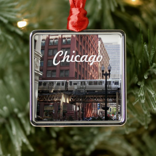 Chicago Elevated Loop Train Holiday Ornament Aus Metall (Baum)