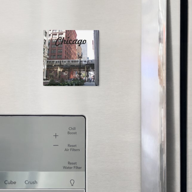 Chicago erhöhte Zug-Foto Magnet (In Situ (Kühlschrank))