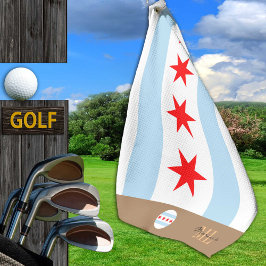 Chicago Fahne & Illinois mit Monogramm / Golftüche Golfhandtuch