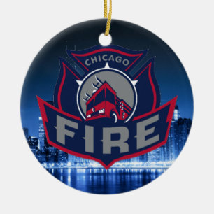 Chicago-Feuer mit Skylinen Keramikornament