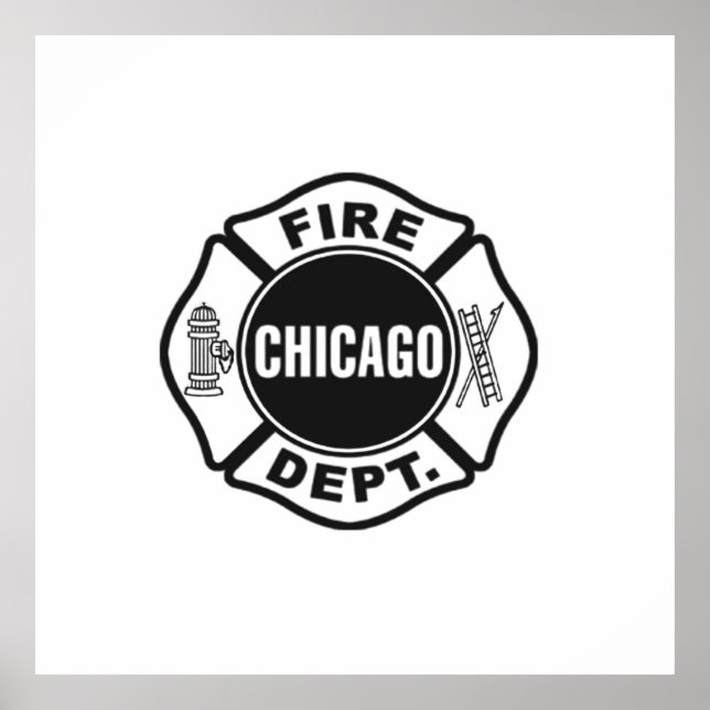 Chicago Fire Dept Black Logo Poster (Vorne)