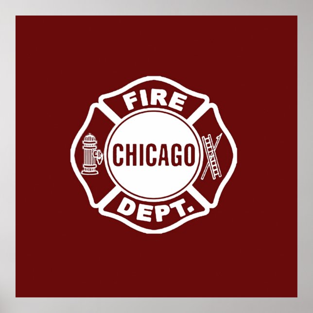 Chicago Fire Dept White Logo Poster (Vorne)