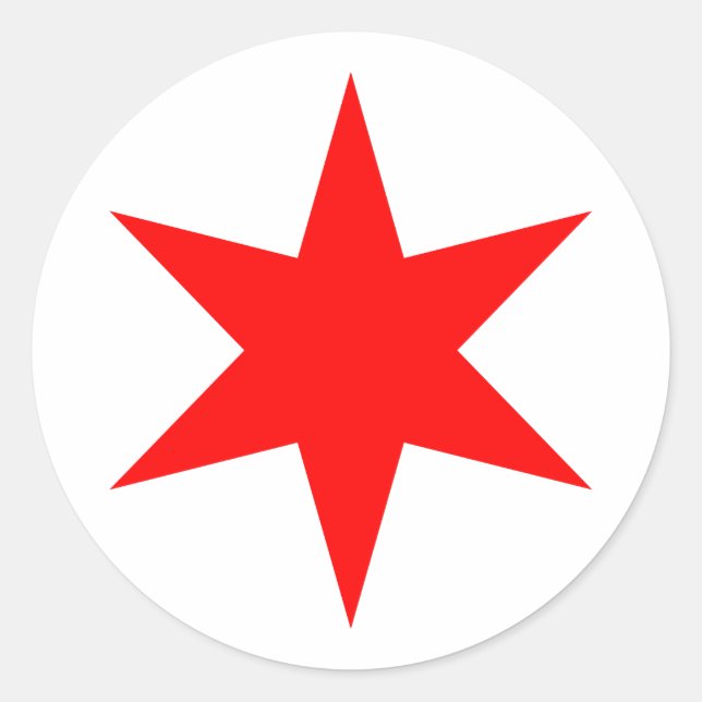 Chicago Flag 6-Punkte-Star Runder Aufkleber (Vorderseite)