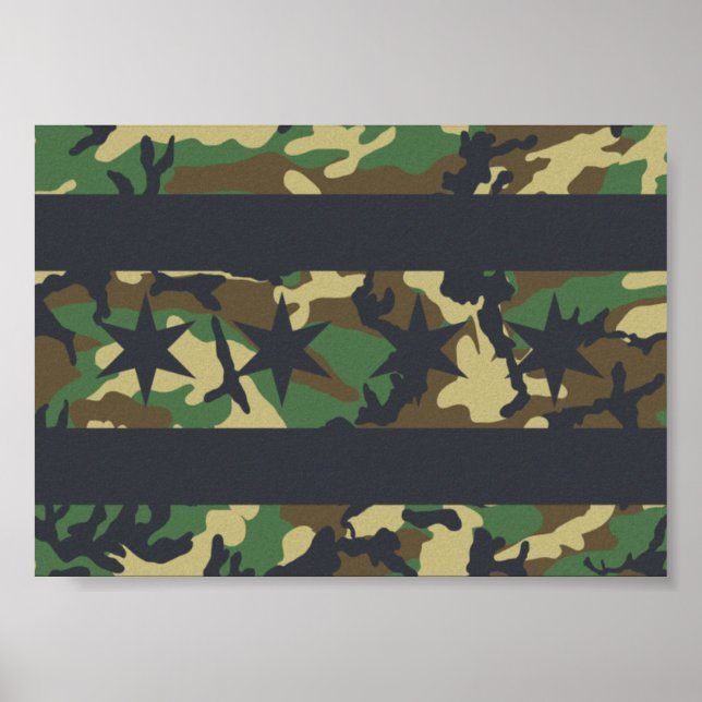 Chicago Flag Camo Design Poster (Vorne)