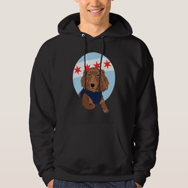 Chicago Flag Dachshund  1 Hoodie (Vorderseite)