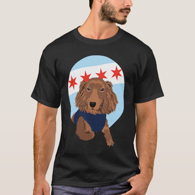 Chicago Flag Dachshund  1 T-Shirt (Vorderseite)