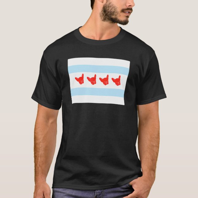 Chicago Flag French Bulldog T-Shirt (Vorderseite)
