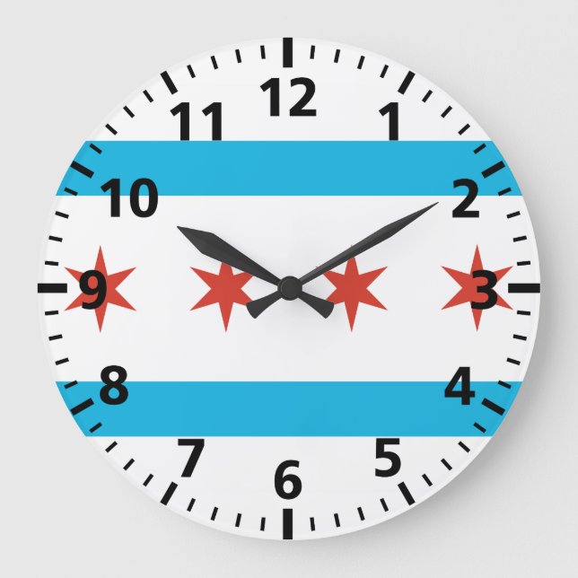 Chicago Flag Große Wanduhr (Vorderseite)