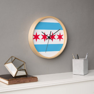 Chicago Flag Inspiriert Retro City Prix Design Uhr