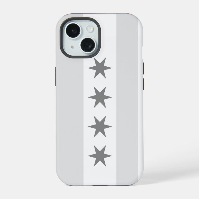 Chicago Flag Noir iPhone 15 Hülle (Rückseite)
