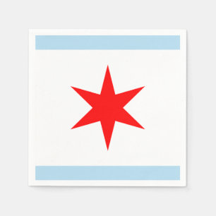 Chicago Flag Red Star Blue Stripes City of Chicago Serviette